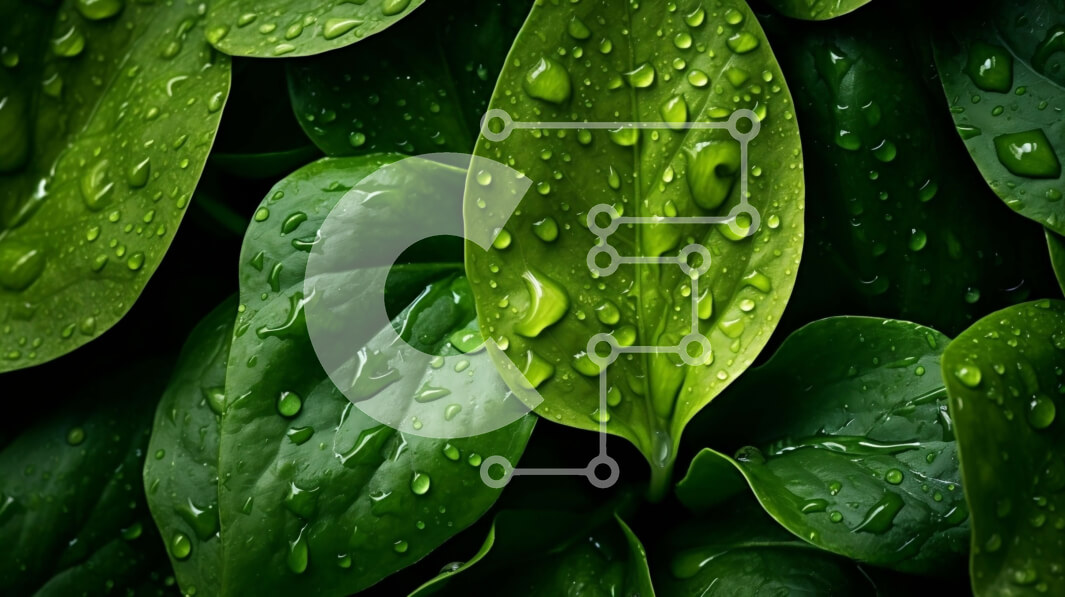 Intra Συλλεκτικό Ξύλινο Παζλ Plywood  4mm - Κοντινό πλάνο ενός πράσινου φύλλου με σταγονίδια νερού Σε Ξύλινο Κουτί - Διαστάσεις: 10x10 cm – 25 κομμάτια