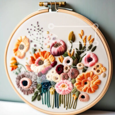 Intra Συλλεκτικό Ξύλινο Παζλ Plywood  4mm - Όμορφο τσέρκι κεντήματος με ποικιλία λουλουδιών Σε Ξύλινο Κουτί - Διαστάσεις Puzzle: 10x10 cm – 25 κομμάτια - Image 1