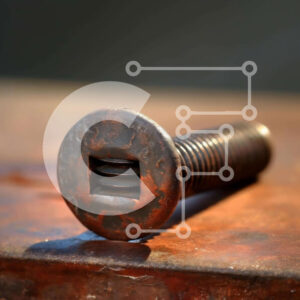 Intra Συλλεκτικό Ξύλινο Παζλ Plywood  4mm - Σκουριασμένη βίδα σε ξύλινη επιφάνεια Σε Ξύλινο Κουτί - Διαστάσεις: 10x10 cm – 25 κομμάτια