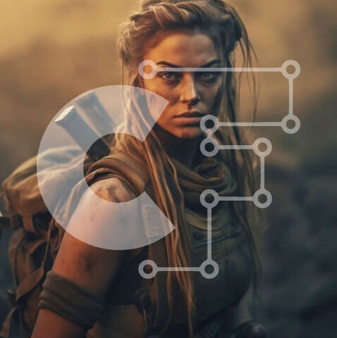 Intra Συλλεκτικό Ξύλινο Παζλ Plywood  4mm - Surviving in the Wasteland: A Strong Woman in a Post-Apocalyptic Setting Σε Ξύλινο Κουτί - Διαστάσεις Puzzle: 10x10 cm – 25 κομμάτια - Image 1