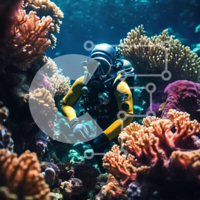Intra Συλλεκτικό Ξύλινο Παζλ Plywood  4mm - Scuba Diver με κίτρινο καταδυτικό εξοπλισμό ανάμεσα σε κοραλλιογενείς υφάλους Σε Ξύλινο Κουτί - Διαστάσεις: 10x10 cm – 25 κομμάτια - Image 1