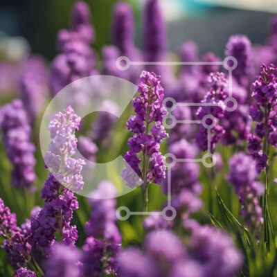 Intra Συλλεκτικό Ξύλινο Παζλ Plywood  4mm - Ζωντανά μωβ λουλούδια σε ένα χωράφι Σε Ξύλινο Κουτί - Διαστάσεις: 10x10 cm – 25 κομμάτια - Image 1