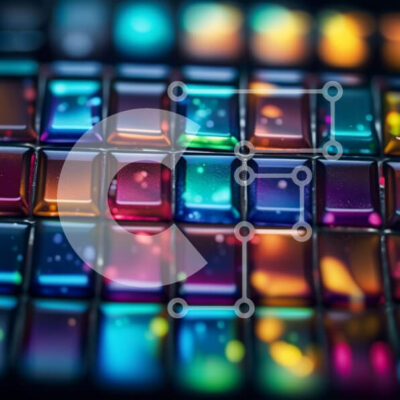 Intra Συλλεκτικό Ξύλινο Παζλ Plywood  4mm - Ζωντανή κινηματογράφηση σε πρώτο πλάνο ενός πολύχρωμου πληκτρολογίου με μοτίβο πλέγματος Σε Ξύλινο Κουτί - Διαστάσεις Puzzle: 10x10 cm – 25 κομμάτια - Image 1