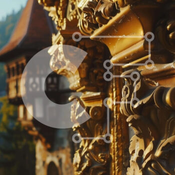 Intra Συλλεκτικό Ξύλινο Παζλ Plywood  4mm - Περίτεχνο Κτήριο του Κάστρου με θέα στο Βουνό Σε Ξύλινο Κουτί - Διαστάσεις Puzzle: 10x10 cm – 25 κομμάτια - Image 1