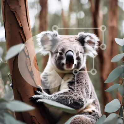 Intra Συλλεκτικό Ξύλινο Παζλ Plywood  4mm - Αρκούδα Koala κάθεται στο δέντρο και κοιτάζει ψηλά στην κάμερα Σε Ξύλινο Κουτί - Διαστάσεις: 10x10 cm – 25 κομμάτια - Image 1