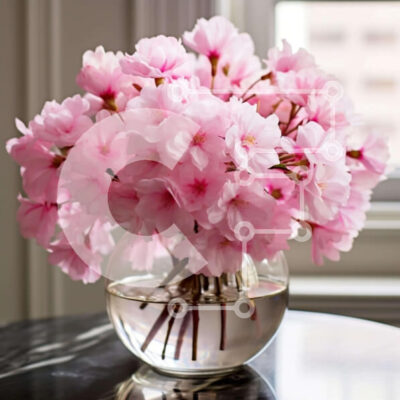 Intra Συλλεκτικό Ξύλινο Παζλ Plywood  4mm - Φρέσκα ροζ λουλούδια σε διαφανές γυάλινο βάζο από ανοιχτό παράθυρο Σε Ξύλινο Κουτί - Διαστάσεις: 10x10 cm – 25 κομμάτια - Image 1