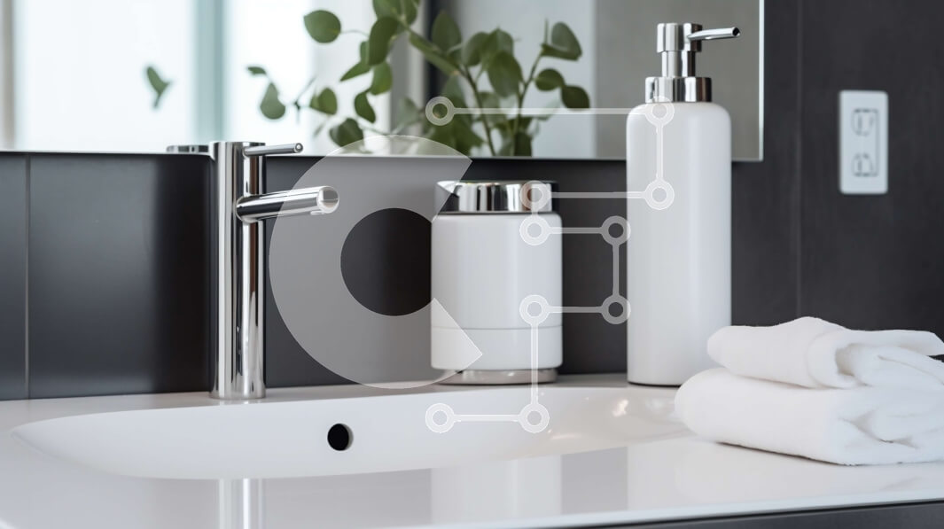 Intra Συλλεκτικό Ξύλινο Παζλ Plywood  4mm - Μοντέρνος νεροχύτης μπάνιου με λευκή πορσελάνινη λεκάνη και βρύση χρωμίου Σε Ξύλινο Κουτί - Διαστάσεις Puzzle: 10x10 cm – 25 κομμάτια