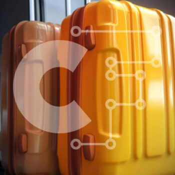 Intra Συλλεκτικό Ξύλινο Παζλ Plywood  4mm - Δύο πολύχρωμες βαλίτσες που περιμένουν σε μια ανοιχτή πόρτα Σε Ξύλινο Κουτί - Διαστάσεις Puzzle: 10x10 cm – 25 κομμάτια - Image 1