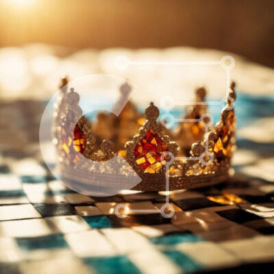 Intra Συλλεκτικό Ξύλινο Παζλ Plywood  4mm - Κοντινή όψη της περίπλοκης χρυσής κορώνας στο καρό πάτωμα Σε Ξύλινο Κουτί - Διαστάσεις: 10x10 cm – 25 κομμάτια - Image 1