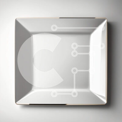 Intra Συλλεκτικό Ξύλινο Παζλ Plywood  4mm - Κομψό λευκό πιάτο με χρυσό χείλος σε γκρι φόντο Σε Ξύλινο Κουτί - Διαστάσεις: 10x10 cm – 25 κομμάτια - Image 1