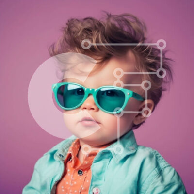 Intra Συλλεκτικό Ξύλινο Παζλ Plywood  4mm - Αξιολάτρευτη εικόνα ενός παιδιού με γυαλιά ηλίου και πολύχρωμο πουκάμισο Σε Ξύλινο Κουτί - Διαστάσεις Puzzle: 10x10 cm – 25 κομμάτια - Image 1