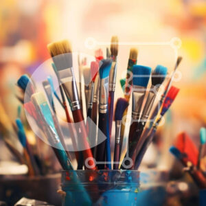 Intra Συλλεκτικό Ξύλινο Παζλ Plywood  4mm - Ζωντανά πινέλα και κουτάκια ζωγραφικής στο τραπέζι τέχνης Σε Ξύλινο Κουτί - Διαστάσεις Puzzle: 10x10 cm – 25 κομμάτια