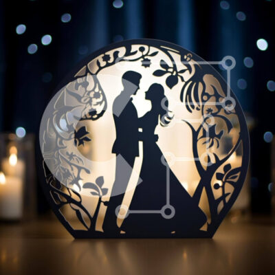 Intra Συλλεκτικό Ξύλινο Παζλ Plywood 4mm - Γιορτή αρραβώνα ή γάμου με ζευγάρι σιλουέτα και κεριά Σε Ξύλινο Κουτί - Διαστάσεις Puzzle: 10x10 cm – 25 κομμάτια - Image 1