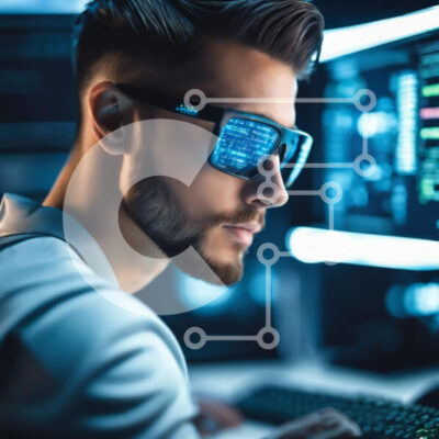 Intra Συλλεκτικό Ξύλινο Παζλ Plywood  4mm - Άτομο που εργάζεται στο γραφείο με οθόνες υπολογιστών Σε Ξύλινο Κουτί - Διαστάσεις Puzzle: 10x10 cm – 25 κομμάτια - Image 1