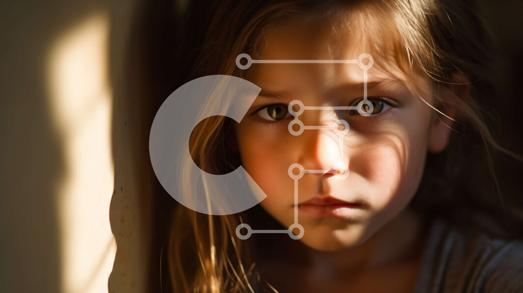 Intra Συλλεκτικό Ξύλινο Παζλ Plywood  4mm - Λυπημένο νεαρό κορίτσι με μακριά ξανθά μαλλιά και μπλε μάτια σε γκρι πουκάμισο Σε Ξύλινο Κουτί - Διαστάσεις Puzzle: 10x10 cm – 25 κομμάτια