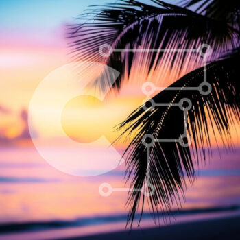 Intra Συλλεκτικό Ξύλινο Παζλ Plywood  4mm - Φοίνικας στην παραλία στο ηλιοβασίλεμα Σε Ξύλινο Κουτί - Διαστάσεις: 10x10 cm – 25 κομμάτια - Image 1