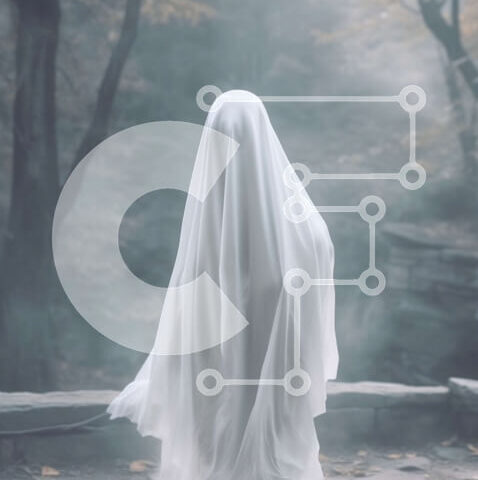 Intra Συλλεκτικό Ξύλινο Παζλ Plywood 4mm - Απόκοσμη φωτογραφία ενός φαντάσματος σε ένα λευκό σεντόνι σε ένα δάσος Σε Ξύλινο Κουτί - Διαστάσεις: 10x10 cm – 25 κομμάτια - Image 1