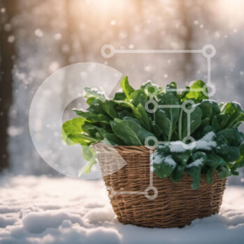 Intra Συλλεκτικό Ξύλινο Παζλ Plywood  4mm - Φρέσκα φύλλα σπανακιού στο χιόνι Σε Ξύλινο Κουτί - Διαστάσεις: 10x10 cm – 25 κομμάτια - Image 1