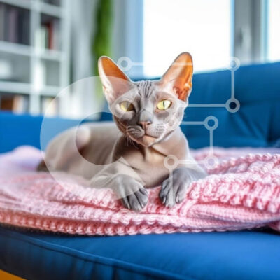 Intra Συλλεκτικό Ξύλινο Παζλ Plywood  4mm - Αξιολάτρευτη εικόνα της γκρι γάτας που χαλαρώνει σε μια ροζ κουβέρτα Σε Ξύλινο Κουτί - Διαστάσεις: 10x10 cm – 25 κομμάτια - Image 1