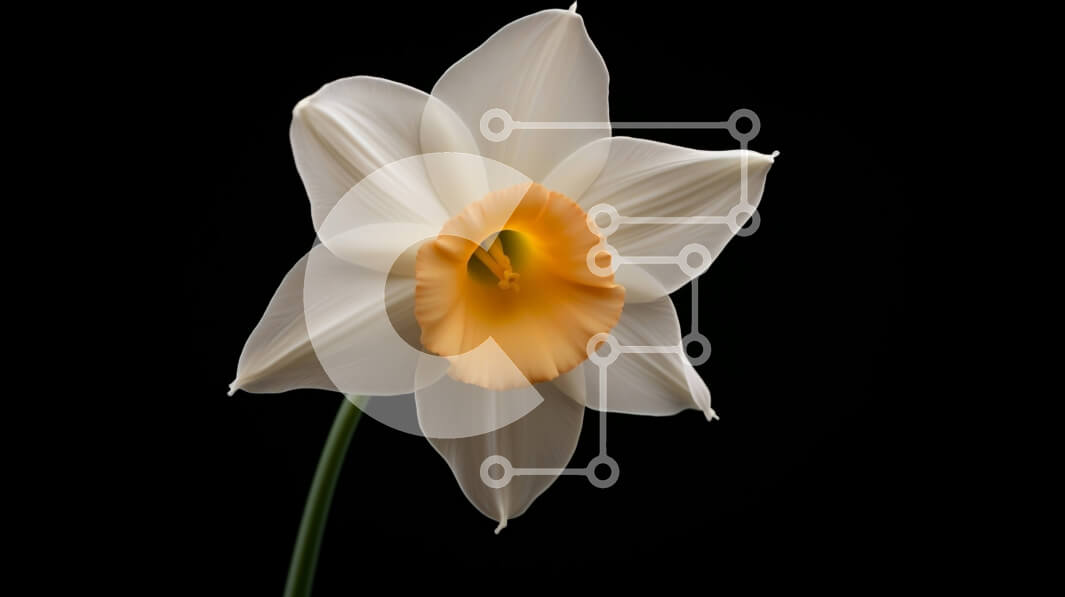 Intra Συλλεκτικό Ξύλινο Παζλ Plywood  4mm - Μονό λευκό λουλούδι με πορτοκαλί κέντρο σε μαύρο φόντο Σε Ξύλινο Κουτί - Διαστάσεις: 10x10 cm – 25 κομμάτια