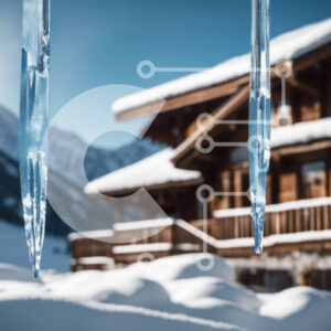 Intra Συλλεκτικό Ξύλινο Παζλ Plywood  4mm - Χιονισμένο ορεινό σπίτι με παγάκια Σε Ξύλινο Κουτί - Διαστάσεις: 10x10 cm – 25 κομμάτια