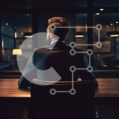 Intra Συλλεκτικό Ξύλινο Παζλ Plywood  4mm - Επιχειρηματίας στο γραφείο γραφείου που κοιτάζει στην απόσταση Σε Ξύλινο Κουτί - Διαστάσεις Puzzle: 10x10 cm – 25 κομμάτια - Image 1