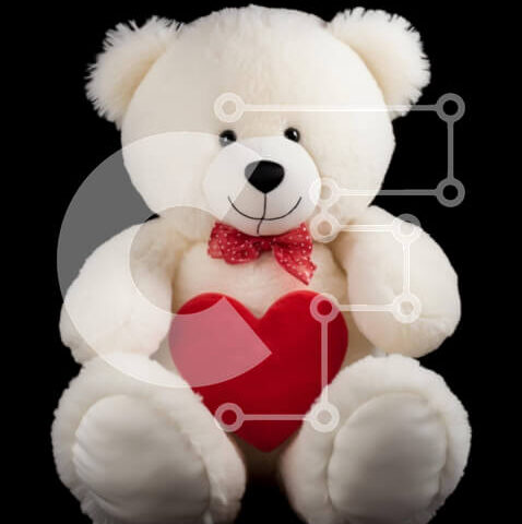 Intra Συλλεκτικό Ξύλινο Παζλ Plywood 4mm - Λευκό αρκουδάκι με κόκκινο παπιγιόν σε μαύρο φόντο Σε Ξύλινο Κουτί - Διαστάσεις Puzzle: 10x10 cm – 25 κομμάτια - Image 1