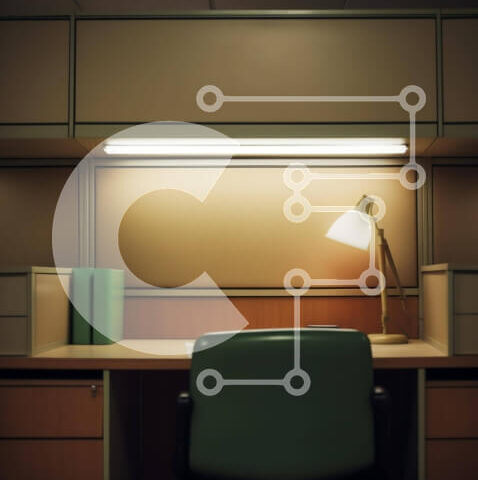 Intra Συλλεκτικό Ξύλινο Παζλ Plywood  4mm - Γραφείο γραφείου με καρέκλα, φωτιστικό και κουμπιά Σε Ξύλινο Κουτί - Διαστάσεις Puzzle: 10x10 cm – 25 κομμάτια - Image 1