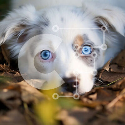 Intra Συλλεκτικό Ξύλινο Παζλ Plywood  4mm - Αξιολάτρευτο σκυλί που χαλαρώνει σε ένα σωρό φύλλα Σε Ξύλινο Κουτί - Διαστάσεις: 10x10 cm – 25 κομμάτια - Image 1