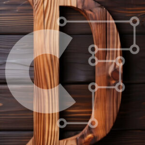 Intra Συλλεκτικό Ξύλινο Παζλ Plywood  4mm - Γράμμα "D" από φυσικό ξύλο σε σκούρο καφέ ξύλινο φόντο Σε Ξύλινο Κουτί - Διαστάσεις: 10x10 cm – 25 κομμάτια