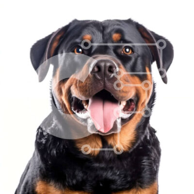 Intra Συλλεκτικό Ξύλινο Παζλ Plywood  4mm - Αξιολάτρευτη εικόνα ενός σκύλου Rottweiler με μαύρο και καφέ παλτό Σε Ξύλινο Κουτί - Διαστάσεις: 10x10 cm – 25 κομμάτια - Image 1