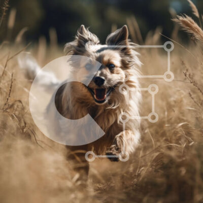 Intra Συλλεκτικό Ξύλινο Παζλ Plywood  4mm - Αξιολάτρευτη εικόνα ενός μικρού σκύλου που κουνάει την ουρά του ενώ τρέχει στο χωράφι Σε Ξύλινο Κουτί - Διαστάσεις: 10x10 cm – 25 κομμάτια - Image 1