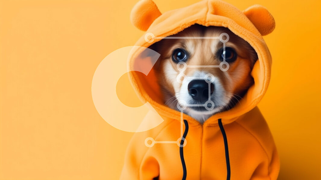 Intra Συλλεκτικό Ξύλινο Παζλ Plywood  4mm - Χαριτωμένος σκύλος με πορτοκαλί φούτερ με αρκουδάκι αυτιά Σε Ξύλινο Κουτί - Διαστάσεις: 10x10 cm – 25 κομμάτια