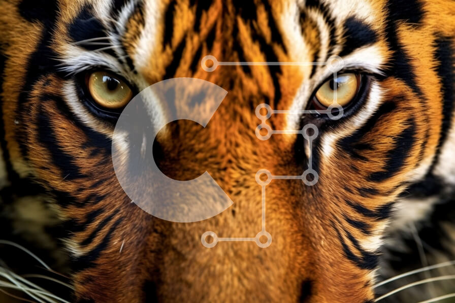 Intra Συλλεκτικό Ξύλινο Παζλ Plywood  4mm - Έντονο κοντινό πλάνο της άγριας έκφρασης μιας τίγρης Σε Ξύλινο Κουτί - Διαστάσεις: 10x10 cm – 25 κομμάτια