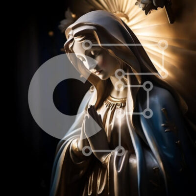 Intra Συλλεκτικό Ξύλινο Παζλ Plywood  4mm - Άγαλμα της Παναγίας στην προσευχή Σε Ξύλινο Κουτί - Διαστάσεις Puzzle: 10x10 cm – 25 κομμάτια - Image 1