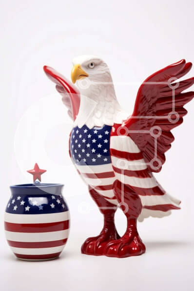 Intra Συλλεκτικό Ξύλινο Παζλ Plywood  4mm - Κεραμικό βάζο με ειδώλιο αμερικανικού αετού και σημαία Σε Ξύλινο Κουτί - Διαστάσεις: 10x10 cm – 25 κομμάτια