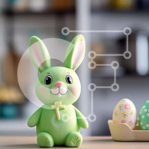 Intra Συλλεκτικό Ξύλινο Παζλ Plywood  4mm - Πασχαλινό ειδώλιο λαγουδάκι και δίσκος αυγών Σε Ξύλινο Κουτί - Διαστάσεις Puzzle: 10x10 cm – 25 κομμάτια