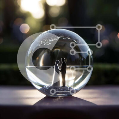 Intra Συλλεκτικό Ξύλινο Παζλ Plywood  4mm - Εορτασμός αρραβώνων ή γάμου με σιλουέτες σε γυάλινη μπάλα Σε Ξύλινο Κουτί - Διαστάσεις: 10x10 cm – 25 κομμάτια - Image 1