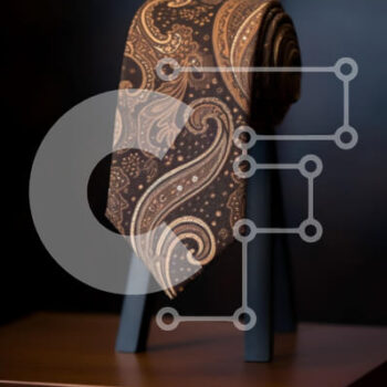 Intra Συλλεκτικό Ξύλινο Παζλ Plywood 4mm - Καφέ γραβάτα Paisley σε μαύρο σταντ Σε Ξύλινο Κουτί - Διαστάσεις Puzzle: 10x10 cm – 25 κομμάτια - Image 1
