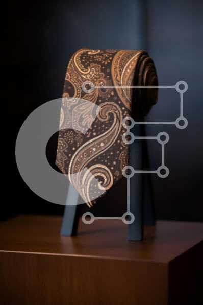 Intra Συλλεκτικό Ξύλινο Παζλ Plywood  4mm - Καφέ γραβάτα Paisley σε μαύρο σταντ Σε Ξύλινο Κουτί - Διαστάσεις Puzzle: 10x10 cm – 25 κομμάτια