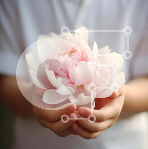 Intra Συλλεκτικό Ξύλινο Παζλ Plywood  4mm - Νεαρό άτομο που κρατά το ελκυστικό ροζ λουλούδι Σε Ξύλινο Κουτί - Διαστάσεις Puzzle: 10x10 cm – 25 κομμάτια - Image 1