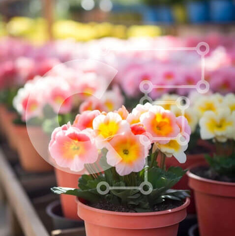 Intra Συλλεκτικό Ξύλινο Παζλ Plywood  4mm - Ένδειξη πολύχρωμων λουλουδιών σε γλάστρες στο κατάστημα Σε Ξύλινο Κουτί - Διαστάσεις: 10x10 cm – 25 κομμάτια - Image 1