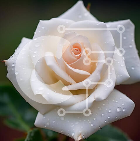 Intra Συλλεκτικό Ξύλινο Παζλ Plywood 4mm - Λευκό τριαντάφυλλο με σταγονίδια νερού Σε Ξύλινο Κουτί - Διαστάσεις: 10x10 cm – 25 κομμάτια - Image 1