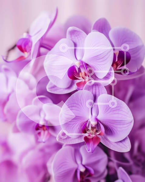 Intra Συλλεκτικό Ξύλινο Παζλ Plywood  4mm - Κοντινό πλάνο μωβ ορχιδέες για διακοσμητικούς σκοπούς Σε Ξύλινο Κουτί - Διαστάσεις: 10x10 cm – 25 κομμάτια