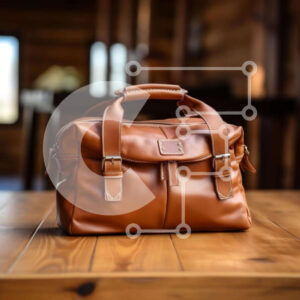 Intra Συλλεκτικό Ξύλινο Παζλ Plywood  4mm - Καφέ δερμάτινη τσάντα σε δρύινο ξύλινο τραπέζι Σε Ξύλινο Κουτί - Διαστάσεις: 10x10 cm – 25 κομμάτια