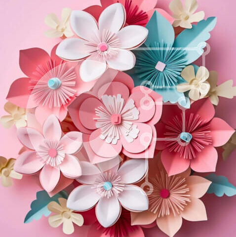 Intra Συλλεκτικό Ξύλινο Παζλ Plywood  4mm - Χάρτινα λουλούδια σε ροζ φόντο για ειδικές περιστάσεις Σε Ξύλινο Κουτί - Διαστάσεις Puzzle: 10x10 cm – 25 κομμάτια - Image 1