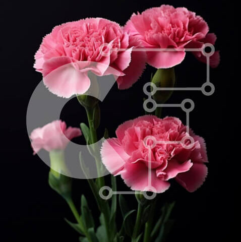 Intra Συλλεκτικό Ξύλινο Παζλ Plywood 4mm - Φρέσκα ροζ γαρίφαλα σε γυάλινο βάζο σε μαύρο φόντο Σε Ξύλινο Κουτί - Διαστάσεις Puzzle: 10x10 cm – 25 κομμάτια - Image 1