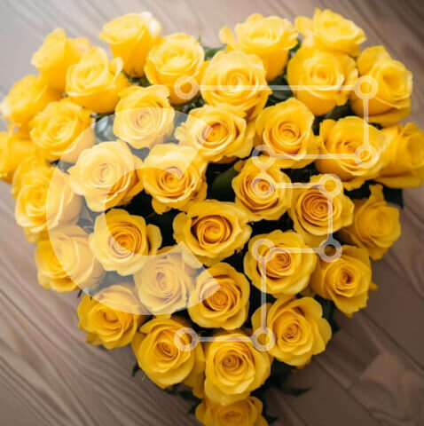 Intra Συλλεκτικό Ξύλινο Παζλ Plywood  4mm - Σύνθεση κίτρινου τριαντάφυλλου σε σχήμα καρδιάς σε ξύλινο δάπεδο Σε Ξύλινο Κουτί - Διαστάσεις: 10x10 cm – 25 κομμάτια - Image 1