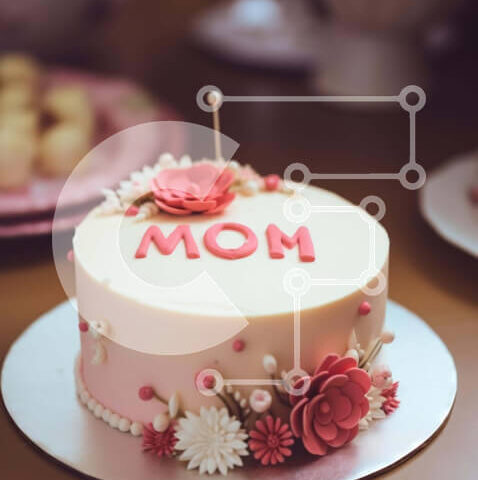 Intra Συλλεκτικό Ξύλινο Παζλ Plywood 4mm - Ροζ και άσπρο κέικ «μαμάς» σε πιάτα γλυκού Σε Ξύλινο Κουτί - Διαστάσεις: 10x10 cm – 25 κομμάτια - Image 1