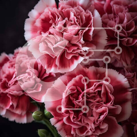 Intra Συλλεκτικό Ξύλινο Παζλ Plywood  4mm - Ροζ γαρίφαλα σε βάζο σε σκούρο φόντο Σε Ξύλινο Κουτί - Διαστάσεις: 10x10 cm – 25 κομμάτια - Image 1